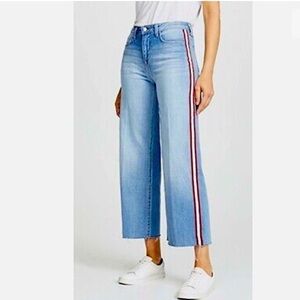 L’AGENCE Side Stripe Jeans Raw Wide Hem Ankle  Light Wash | Size 27